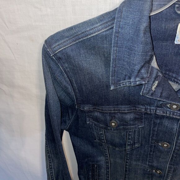 Levi’s Women’s Jean Jacket Size Large Dark Blue Denim Going Out Party Fun - Picture 5 of 12